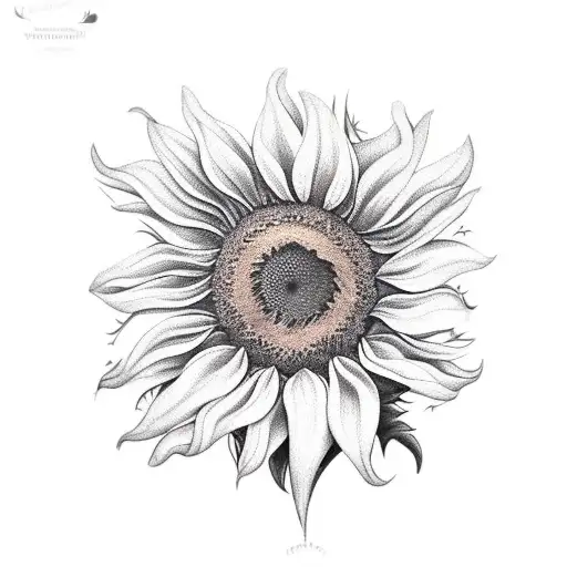 Realism "Sunflower With Wheat" Tattoo Idea BlackInk AI