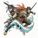 Arashikage Ninja Clan and splashing round water tattoo design idea