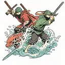 Arashikage Ninja Clan and splashing round water tattoo design idea