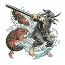 Arashikage Ninja Clan and splashing round water tattoo design idea