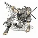 Arashikage Ninja Clan and splashing round water tattoo design idea