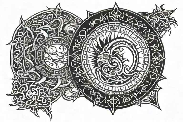 viking , art , sun , dark tattoo design idea