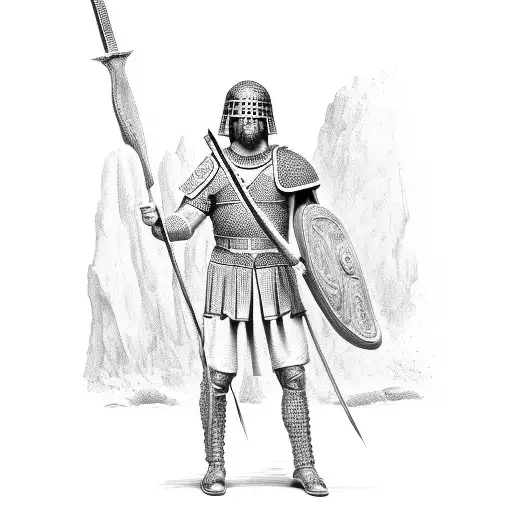 Roman soldier with spear tattoo design idea