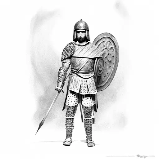 Roman soldier with spear tattoo design idea