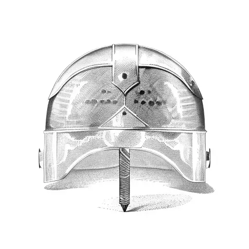 Roman soldier own helmet with spear tattoo design idea