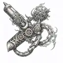 bio mechanic arm tattoo design idea