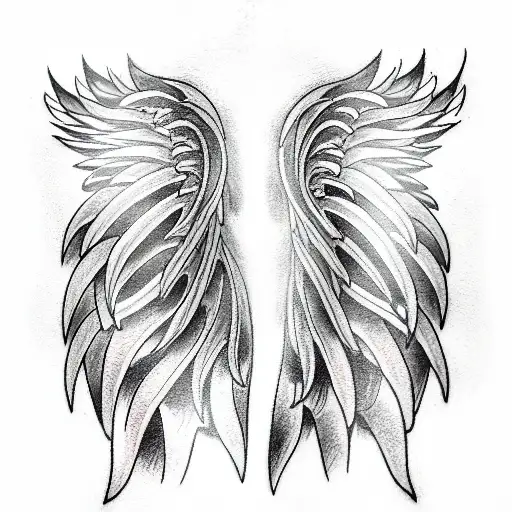 full back tatoo two wings starting from spinal cord and goes towards shoulders tattoo design idea