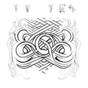 Eternity wording with infinity symbol for below thumb reason near wrist tattoo design idea