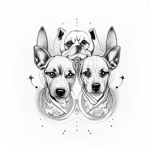 Dogs name: Atlas and Bailey. I want this within a yin and yang sign tattoo design idea