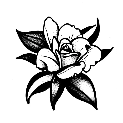 daffodil, violet, lily of the valley and rose tattoo design idea