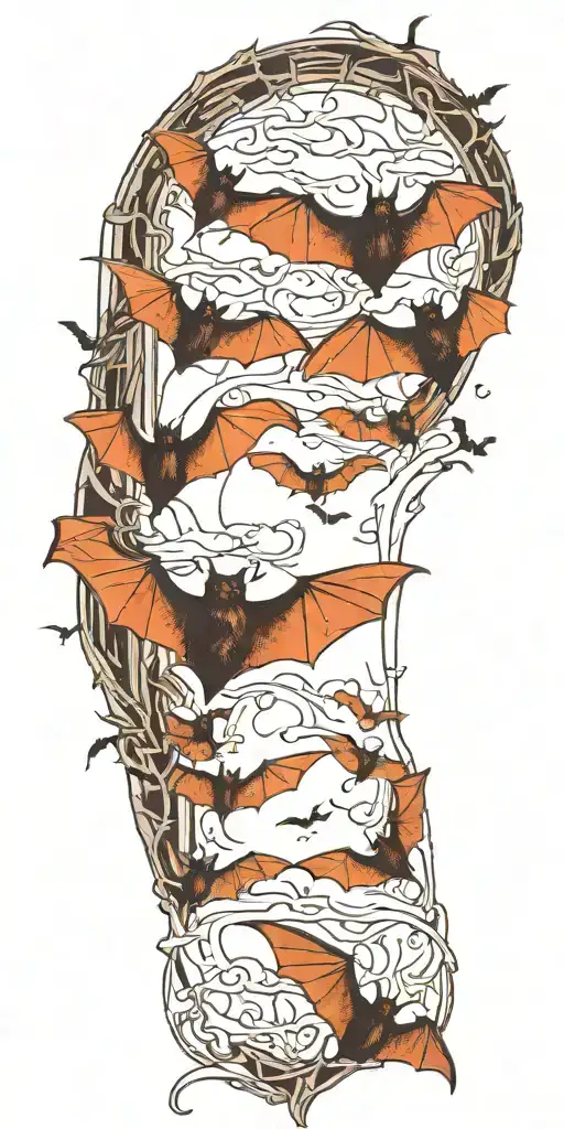 Bats and corsses  tattoo design idea