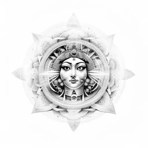 A spiritual mandala incorporating symbols of Goddess Hera tattoo design idea