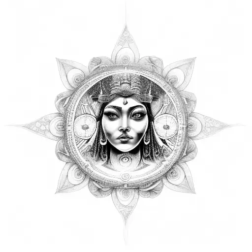 A spiritual mandala incorporating symbols of Goddess Hera tattoo design idea