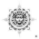 A spiritual mandala incorporating symbols of Goddess Hera tattoo design idea