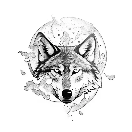 A tattoo of a bottle of alcohol with a wolf emerging from it, representing the wild nature of both spirits tattoo design idea