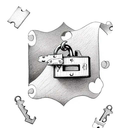 key and lock puzzle  tattoo design idea
