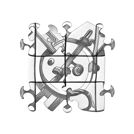 key and lock puzzle  tattoo design idea