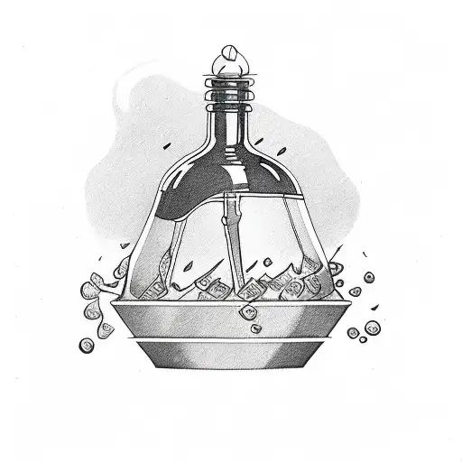 a negroni cocktail dripping design in color red tattoo design idea