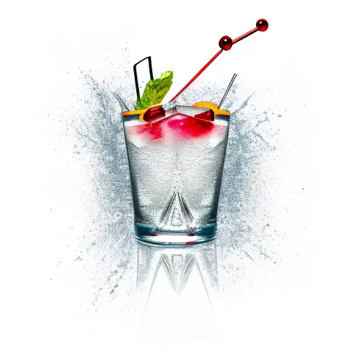 a negroni cocktail dripping design in red and bold tattoo design idea