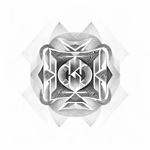 A geometric design incorporating the initials of each family member in a unique way tattoo design idea