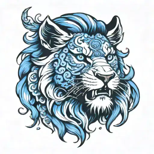 lion blue eyes tattoo design idea