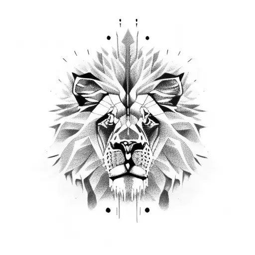 Lion with skull hunting tattoo design idea