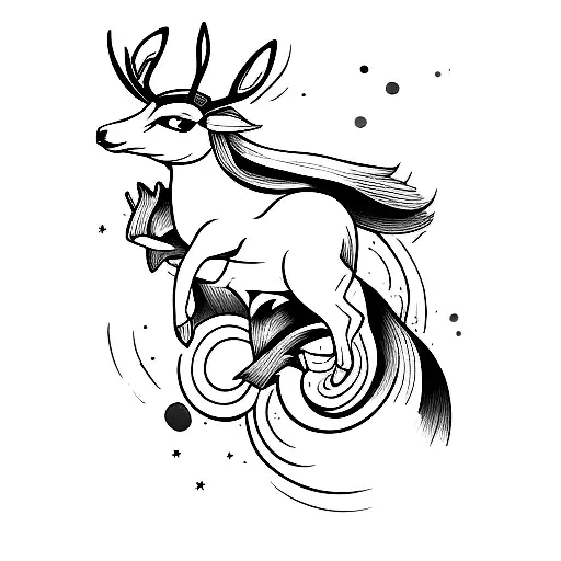 springbuck leaping tattoo design idea