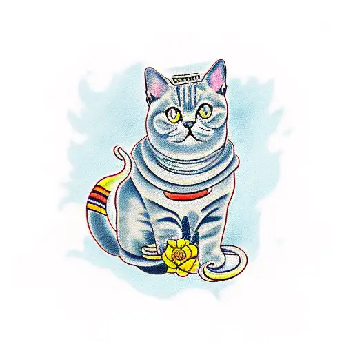british shorthair cat  tattoo design idea