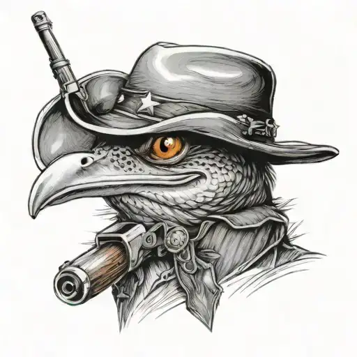 Perry the Platypus with a cowboy hat on and a gun in his hand tattoo design idea