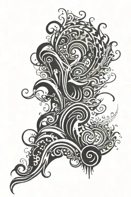 Mist and ocean wave merging tattoo design idea
