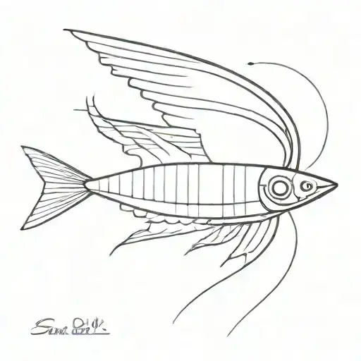 Sardine with redbull wings  tattoo design idea