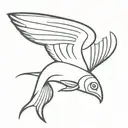 Sardine with redbull wings  tattoo design idea
