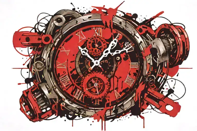 Clock and shackles tattoo design idea