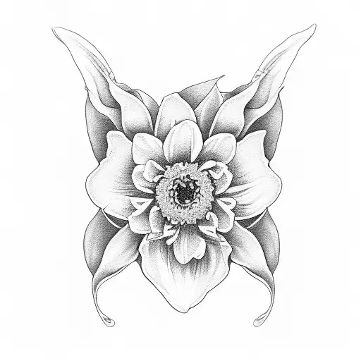 Butterfly, bouquet of daffodils and chrysanthemum tattoo design idea