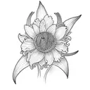 daffodils, chrysanthemum, butterfly  tattoo design idea