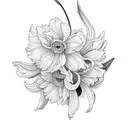 daffodils, chrysanthemum, butterfly  tattoo design idea