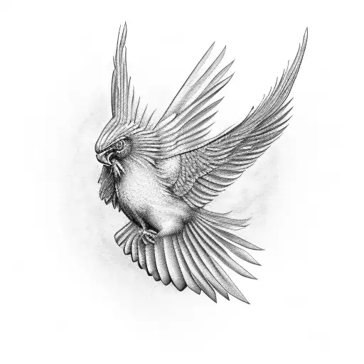 liverbird flying front view tattoo design idea
