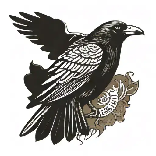 crow with the words "inteligent, smart, curious, kind and loyal tattoo design idea