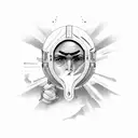 a man with  just an eye between two eyebrows white a zipped mouth  tattoo design idea