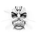a man with  just an eye between two eyebrows white a zipped mouth  tattoo design idea