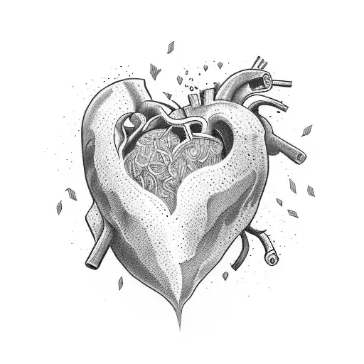 veins around heart tattoo design idea
