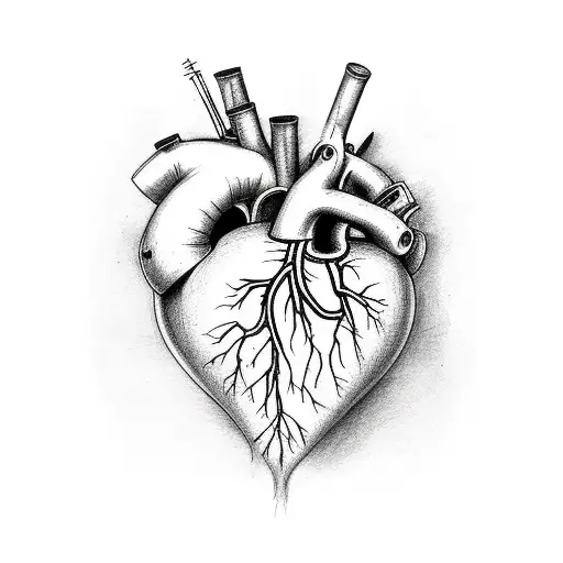 veins around heart tattoo design idea