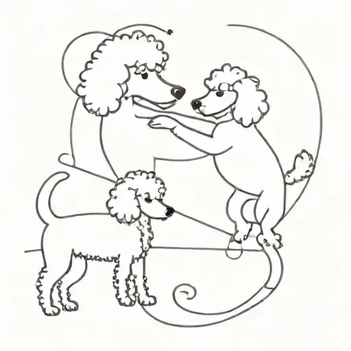  poodle dog and cat playing tattoo design idea