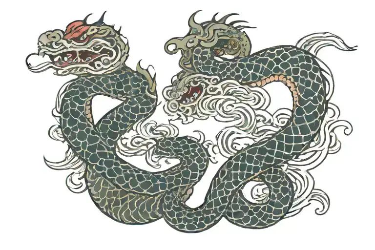 Twin Head Sea Serpent tattoo design idea
