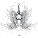 A guitar with wings and a halo tattoo design idea