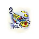 A traditional-style tattoo of The Beatles' Yellow Submarine tattoo design idea
