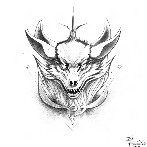 baphomet wolf tattoo design idea