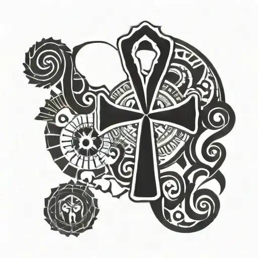 ankh symbol outlined by africa continent tattoo design idea