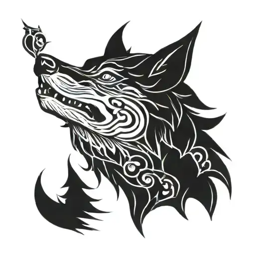 okami amaterasu omikami human and wolf tattoo design idea