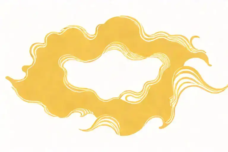 Simple lines of waves and beach, with deca joins written below, requiring horizontal linear arrangement, color tattoo design idea